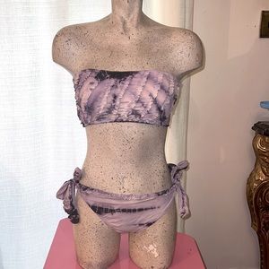 Vintage lucky brand tie dye purple ruffle bikini